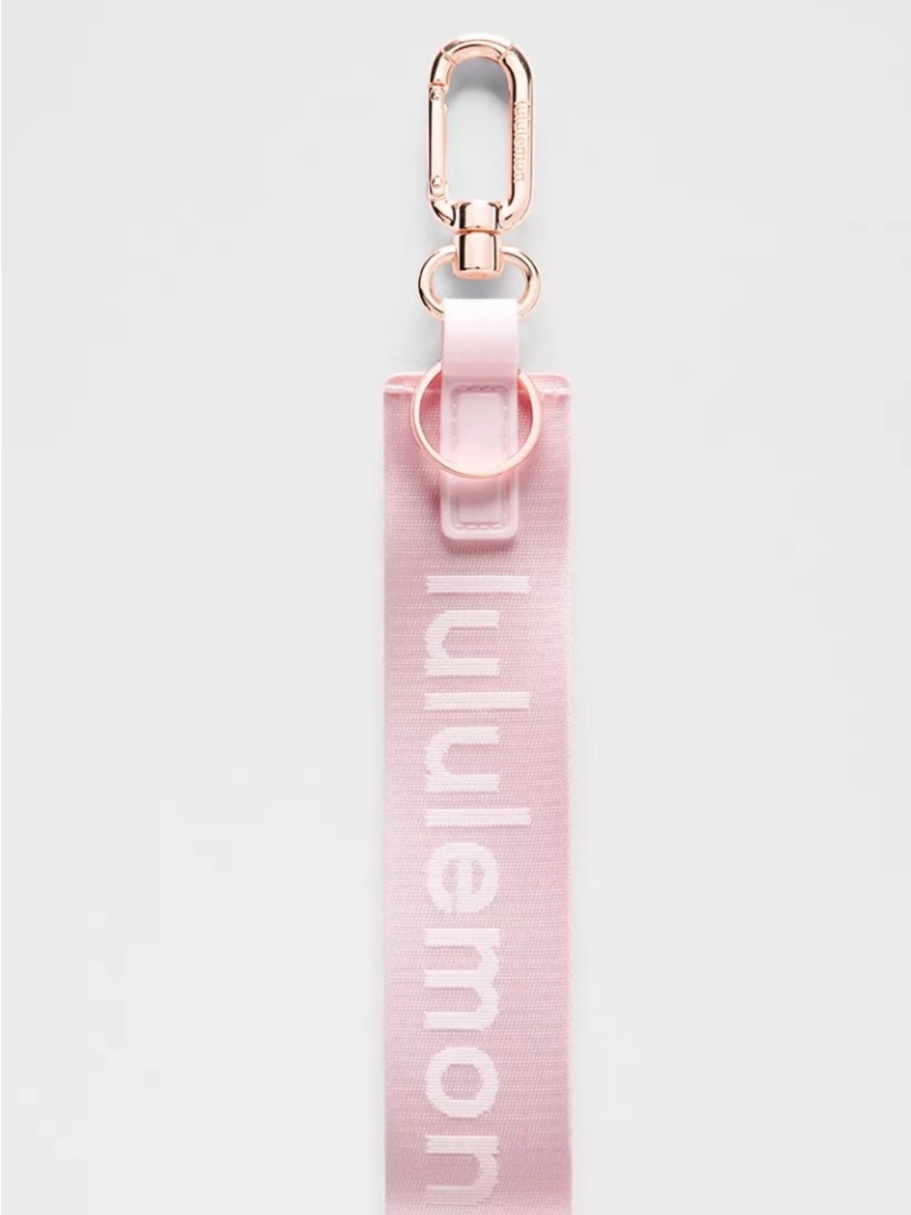lululemon athletica Light Pink Key & Card Holder Strap with Rose Gold Hardware